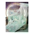 Baby Clime USR-60120-CİB-1. 60X120 Bebek Uyku Seti - Cibinlik Ve Aparat - Yeşil Bulut Yıldız Desen