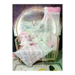Baby Clime USR-70130-CİB-1. 70X130 Bebek Uyku Seti - Cibinlik Ve Aparat - Pembe Kelebek Desen