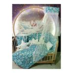 Baby Clime USR-70130-CİB-1. 70X130 Bebek Uyku Seti - Cibinlik Ve Aparat - Yeşil Çiçek Yıldız Desen
