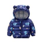 Baby Coat Lacivert Yurt Dışından 120 cm Kapüşonlu Desenli Kalın Bebek Montu