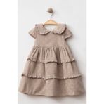 Baby Corner Bebe Yaka Fırfırlı Kız Bebek Elbise - 12 Ay - Kahverengi