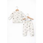 Baby Corner Bebek Pijama Takımı - 3 Ay - Ekru - Kahverengi