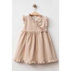 Baby Corner Kruvaze Yaka Kız Bebek Elbise - 18 Ay - Bej