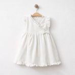 Baby Corner Kruvaze Yaka Kız Bebek Elbise - 6 Ay - Beyaz