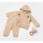 Baby Cosy Babycosy Organik Kapüşonlu Ceket & Pantolon Takımı - Bej - 9 - 12 Ay