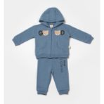 Baby Cosy Babycosy Organik Kapüşonlu Ceket & Pantolon Takımı - Petrol - Sarı - 6 - 9 Ay