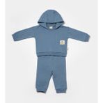 Baby Cosy Babycosy Organik Kapüşonlu Sweatshirt & Pantolon Seti - Petrol - Sarı - 6 - 9 Ay