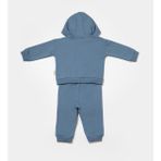 Baby Cosy Babycosy Organik Kapüşonlu Sweatshirt & Pantolon Seti - Petrol - Sarı - 9 - 12 Ay