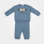 Baby Cosy Babycosy Organik Sweatshirt & Pantolon Takımı - Petrol - Sarı - 3 - 6 Ay