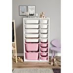 Baby Darling %100 Mdf - Xl Duo 16 Sepetli Oyuncak Dolabı Pembe
