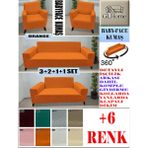 Baby Face Kumaş 3+2+1+1 Komple Giydirme Kanepe&çekyat, Bohem, Porto, Vb. Model Koltuk Kılıfı - 180 x 240 cm - Turuncu