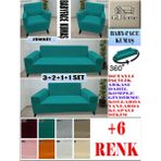 Baby Face Kumaş 3+2+1+1 Komple Giydirme Kanepe&çekyat, Bohem, Porto, Vb. Model Koltuk Kılıfı - 180 x 240 cm - Zümrüt