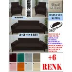 Baby Face Kumaş 3+3+1+1 Komple Giydirme Kanepe&çekyat, Bohem, Porto, Vb. Model Koltuk Kılıfı - 180 x 240 cm - Kahverengi