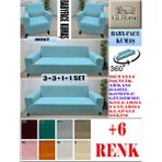 Baby Face Kumaş 3+3+1+1 Komple Giydirme Kanepe&çekyat, Bohem, Porto, Vb. Model Koltuk Kılıfı - 180 x 240 cm - Mint