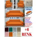 Baby Face Kumaş 3+3+1+1 Komple Giydirme Kanepe&çekyat, Bohem, Porto, Vb. Model Koltuk Kılıfı - 180 x 240 cm - Turuncu