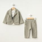 Baby Fou Ceket'li Sweatshirt 3'lü Bebek Takım - Haki - 6 - 9 Ay