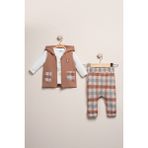Baby Fou Yelek'li Kapitone Pantolon 3'lütakım - 9 - 12 Ay - Kahverengi