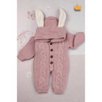 Baby Hola Babyhola Triko Içi Velsoft Kız Erkek Bebek Tavşan Kulaklı Tulum 2800 - 3 - 6 Ay - Gül Kurusu