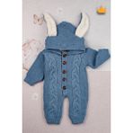 Baby Hola Babyhola Triko Içi Velsoft Kız Erkek Bebek Tavşan Kulaklı Tulum 2800 - 6 - 9 Ay - Indigo
