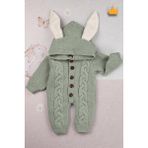 Baby Hola Babyhola Triko Içi Velsoft Kız Erkek Bebek Tavşan Kulaklı Tulum 2800 - 6 - 9 Ay - Mint Yeşili