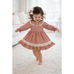 Baby Hola Dantel Işlemeli Bebe Yaka Vintage Müslin Kız Bebek Elbise 2017 - 9 - 12 Ay - Gül Kurusu