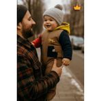 Baby Hola Erkek Bebek Çocuk Tulum Şardonlu Kalın Kapşonlu ve Cepli 12644 - Kahverengi - 9 Ay