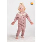 Baby Hola Triko Hırkalı Dantel Yaka Kız Bebek Takım 2793 - Gül Kurusu - 9 - 12 Ay