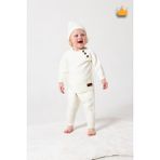 Baby Hola Triko Kazak Pantolon Ponpon Şapkalı Kız Erkek Bebek Takım 2791 - 6 - 9 Ay - Krem