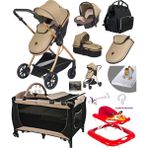 Baby Home 10 In 1 Yeni Doğan Set 1010 Travel Sistem Bebek Arabası 560 Oyun Parkı Yatak Beşik 402 Yürüteç Bebek Yürüteci - Kahverengi - Gold