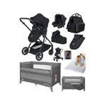 Baby Home 8 in 1 Yeni Doğan Full Takım Set 1010 Travel Sistem Bebek Arabası Ve Lorelli Anne Yanı Beşik Oyun Parkı Yatak Beşik black-siyah