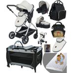 Baby Home 8 in 1 yeni ekonomi paketi 1010 Travel Sistem Bebek Arabası 560 Bebek Oyun Parkı Yatak Beşik - Gri