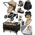 Baby Home 8 in 1 yeni ekonomi paketi 1010 Travel Sistem Bebek Arabası 560 Bebek Oyun Parkı Yatak Beşik - Kahverengi