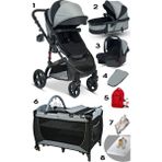 Baby Home 8'in 1 Yeni Doğan Set Baby Home 946 Travel Sistem Bebek Arabası 560 Bebek Oyun Parkı Yatak Beşik - Gri