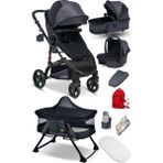 Baby Home 9 In 1 Set Baby Home 946 Single-To Travel Sistem Bebek Arabası ve 510 Lulla-Go Anne Yanı Bebek Sepeti Beşik - Füme