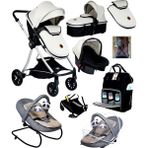 Baby Home 9 In 1 Yeni Doğan Full Set 1010 Travel Sistem Bebek Arabası 330 Sallanır Ev Tipi Ana Kucağı - Açık Gri
