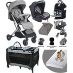 Baby Home 9 In 1 Yeni Doğan Full Takım Lorelli Fiorano Travel Sistem Kabin Bebek Arabası Baby Home 560 Park Yatak Beşik - Gri