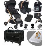 Baby Home 9 In 1 Yeni Doğan Full Takım Lorelli Fiorano Travel Sistem Kabin Bebek Arabası Baby Home 560 Park Yatak Beşik - Siyah