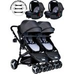 Baby Home 945 Füme Ayrılıp Birleşebilen Travel Sistem İkiz Bebek Arabası