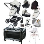 Baby Home Ekonomi Paket 10 In 1 Set 1010 Travel Sistem Bebek Arabası 560 Oyun Parkı Yatak Beşik 1450 Mama Sandalyesi - Gri