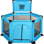 Baby Home Happy 2in1 Gevenli Bebek ve Çocuk Oyun Alanı Oyun Parkı Oyun Matı ve Topları - 150 x 70 x 67 - Mavi