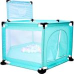 Baby Home Happy 2in1 Gevenli Bebek ve Çocuk Oyun Alanı Oyun Parkı Oyun Matı ve Topları - 150 x 70 x 67 - Turkuaz