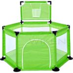 Baby Home Happy 2in1 Gevenli Bebek ve Çocuk Oyun Alanı Oyun Parkı Oyun Matı ve Topları - 150 x 70 x 67 - Yeşil