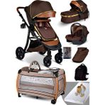 Baby Home Yeni Doğan Set 9 In 1 Baby Home 985 Tavel Sistem Bebek Arabası ve 600 Park Yatak Oyun Parkı Beşik - Kahverengi