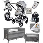 Baby Home Yeni Doğan Set Paketi 990 Travel Sistem Bebek Arabası Lorelli Anne Yanı Oyun Parkı Yatak Beşik - Gri