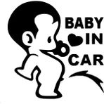 Baby İn Car Çişini Yapan Bebek Oto Özel Yeni Sticker Siyah 15 X 15 Cm