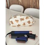 Baby Kangaroo Ayıcık Desenli Dyson Airwrap Uyumlu Saç Şekillendirici Çantası 35x14x12, XXL Makyaj ve Kozmetik Organizer, %100 Pamuklu, Yıkanabilir, Seyahat ve Hediye İçin Ideal - Krem