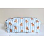 Baby Kangaroo Ayıcık Desenli Mavi Dyson Airwrap Uyumlu Saç Şekillendirici Çantası 35x14x12, XXL Makyaj ve Kozmetik Organizer, %100 Pamuklu, Yıkanabilir, Seyahat ve Hediye İçin Ideal