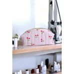 Baby Kangaroo Pembe Çizgili Kiraz Desenli Dyson Airwrap Uyumlu Saç Şekillendirici Çantası 35x14x12, XXL Makyaj ve Kozmetik Organizer, %100 Pamuklu, Yıkanabilir, Seyahat ve Hediye İçin Ideal