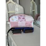 Baby Kangaroo Pembe Patchwork Desenli Dyson Airwrap Uyumlu Saç Şekillendirici Çantası 35x14x12, XXL Makyaj ve Kozmetik Organizer, %100 Pamuklu, Yıkanabilir, Seyahat ve Hediye İçin Ideal