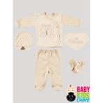 Baby Kids Colors 5 Parça Kutulu Sertifikalı Organik Saf Pamuklu Sevimli Hastane Çıkışı Set - Yenidoğan - Kelebek